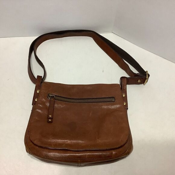 Fossil Leather Brown Crossbody Purse 10" Wide x 8" Tall - Picture 1 of 9